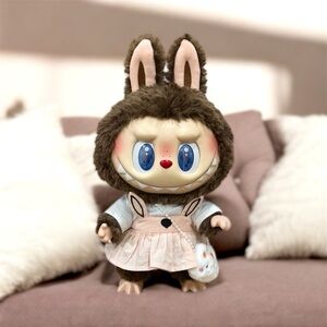 3pc costume for Monsters LABUBU 38cm doll Kawaii Bunny Overalls Skirt Outfit
